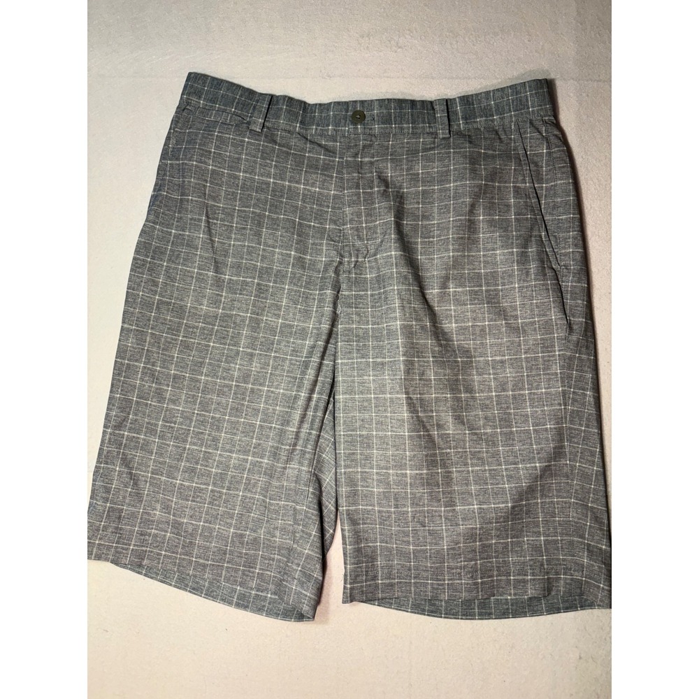 Nike Golf Tour Performance Dri-FIT Grey Plaid Shorts Mens 32 Windowpane Check